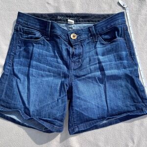 Banana Republic Dark Wash Denim Shorts Womens 27R Cotton Stretch Mid Rise Blue